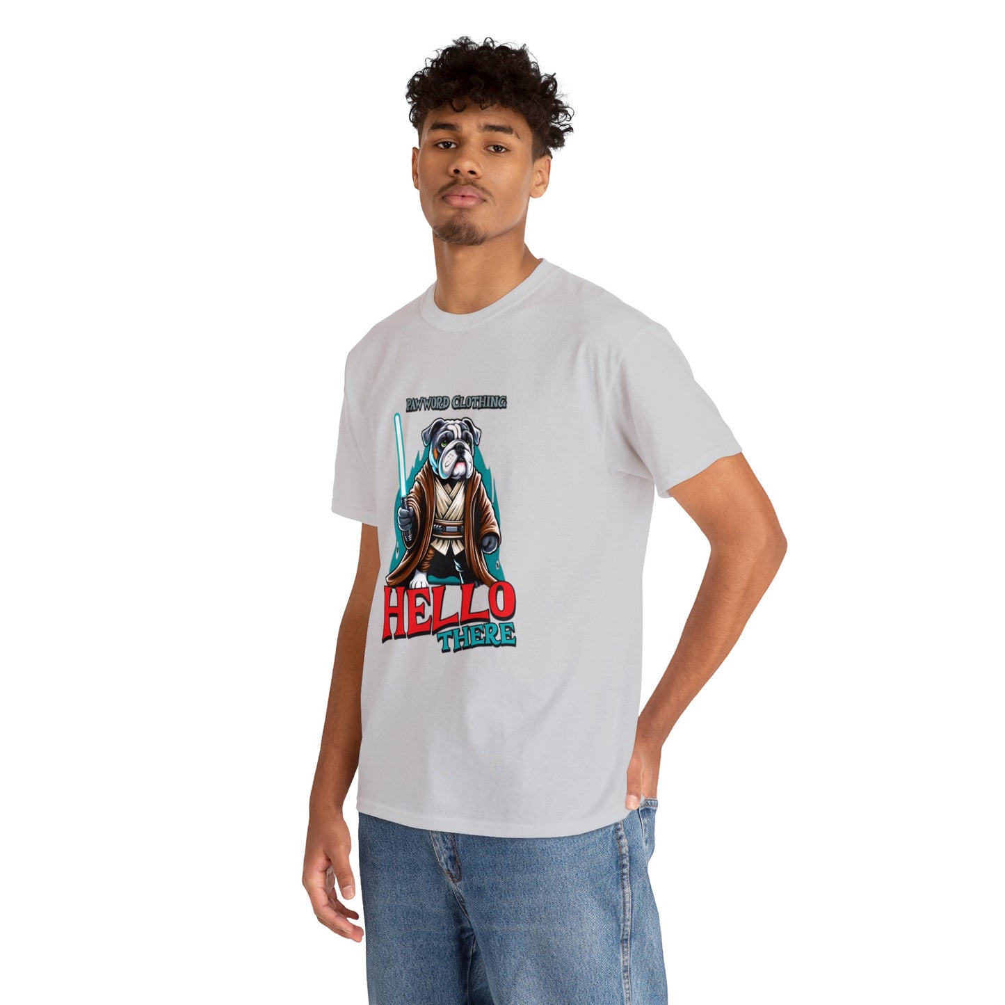 Hello There - Bulldog Jedi - PawWord Clothing - Unisex Heavy Cotton Tee