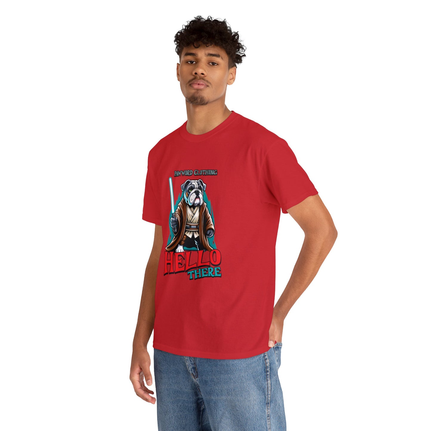 Hello There - Bulldog Jedi - PawWord Clothing - Unisex Heavy Cotton Tee