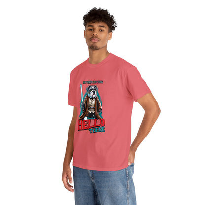 Hello There - Bulldog Jedi - PawWord Clothing - Unisex Heavy Cotton Tee