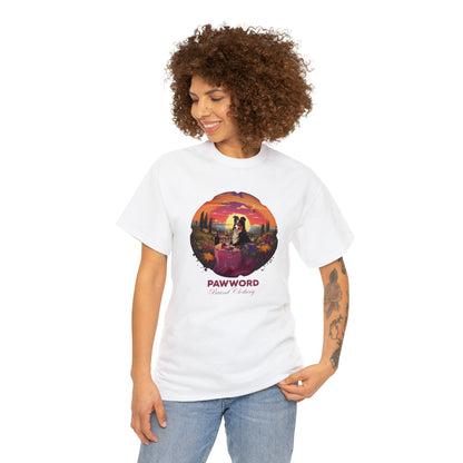 Wine O Clock - Collie in Napa Unisex Heavy Cotton Tee