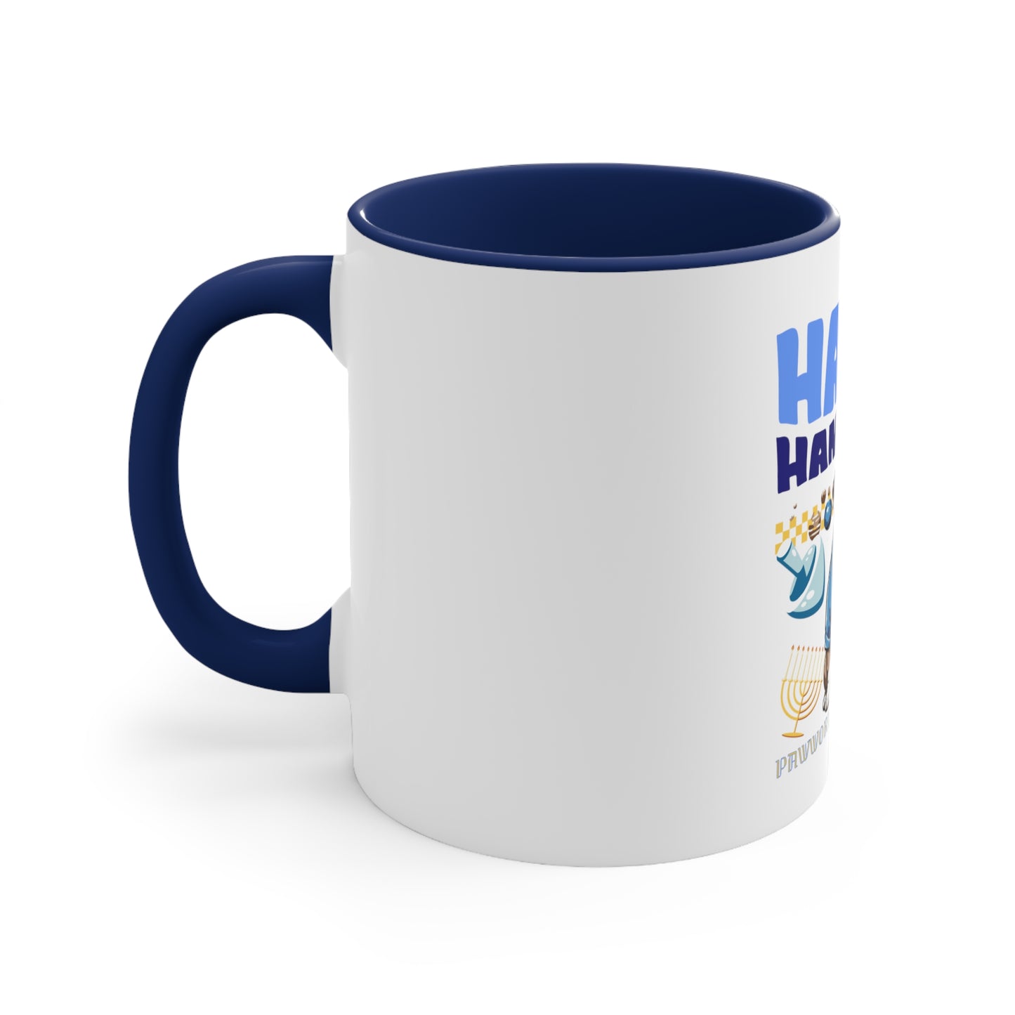 English Bulldog - Happy Hannukah Mug - Accent Coffee Mug, 11oz