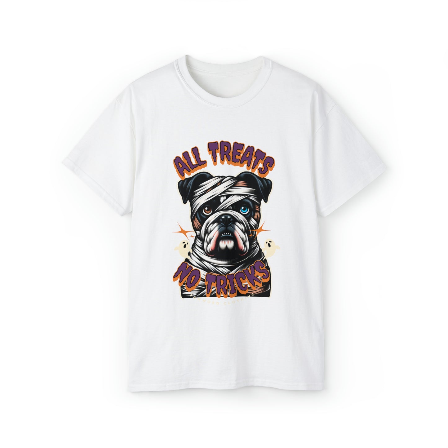 All Treats No Tricks - Millie - Olde English Bulldog - PawWord Charcter - Unisex Ultra Cotton Tee