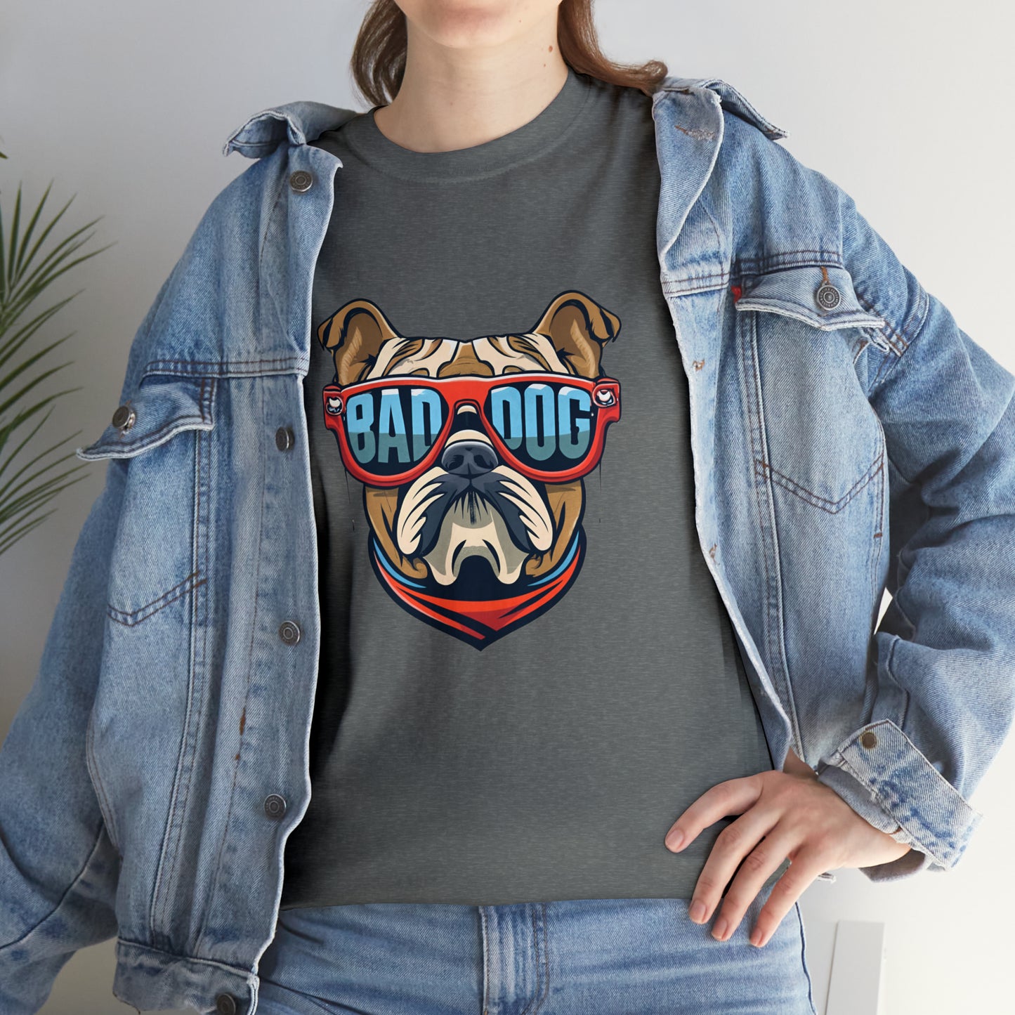 Bad Dog - Funny English Bulldog T Shirt- Unisex Heavy Cotton Tee