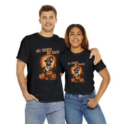 Collie - Halloween T Shirt - All Treats No Tricks - Unisex Heavy Cotton Tee