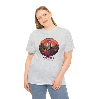 Wine O Clock - Collie in Napa Unisex Heavy Cotton Tee