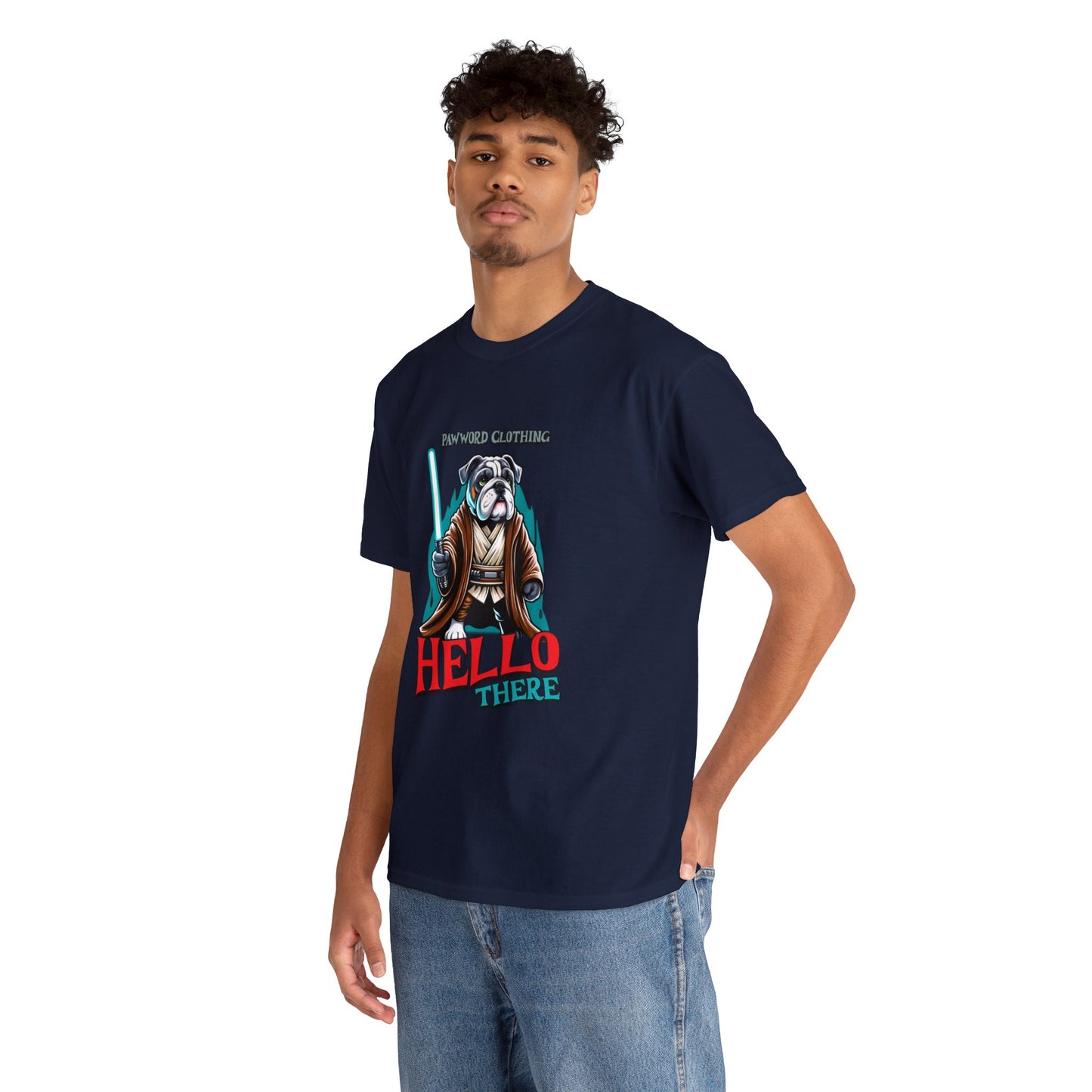 Hello There - Bulldog Jedi - PawWord Clothing - Unisex Heavy Cotton Tee