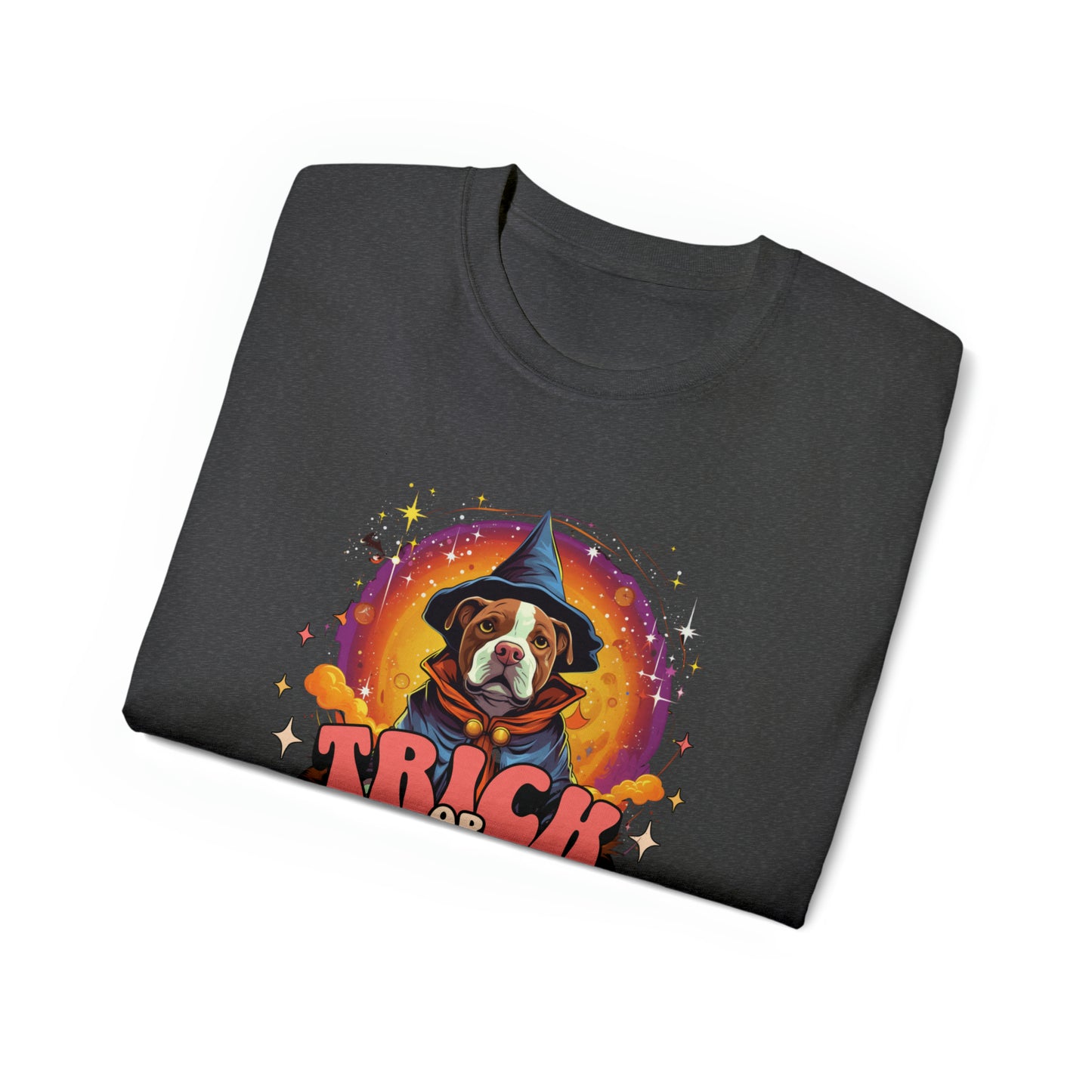 Halloween Pitbull American Bulldog - Trick or Treat Funny T- Shirt  Unisex Ultra Cotton Tee