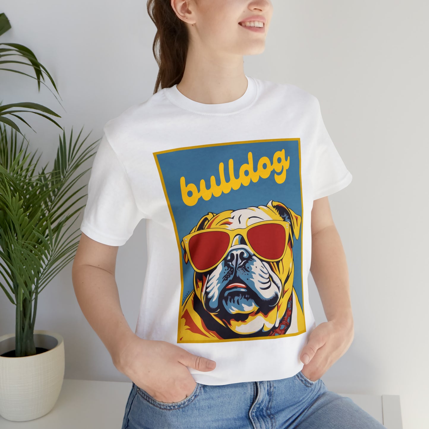 English Bulldog Bright Color Sunglasses - Dog Lover Unisex Jersey Short Sleeve Tee