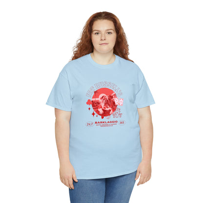 Fat Russell's Barklaggio Casino - English Bulldog T Shirt - Unisex Heavy Cotton Tee