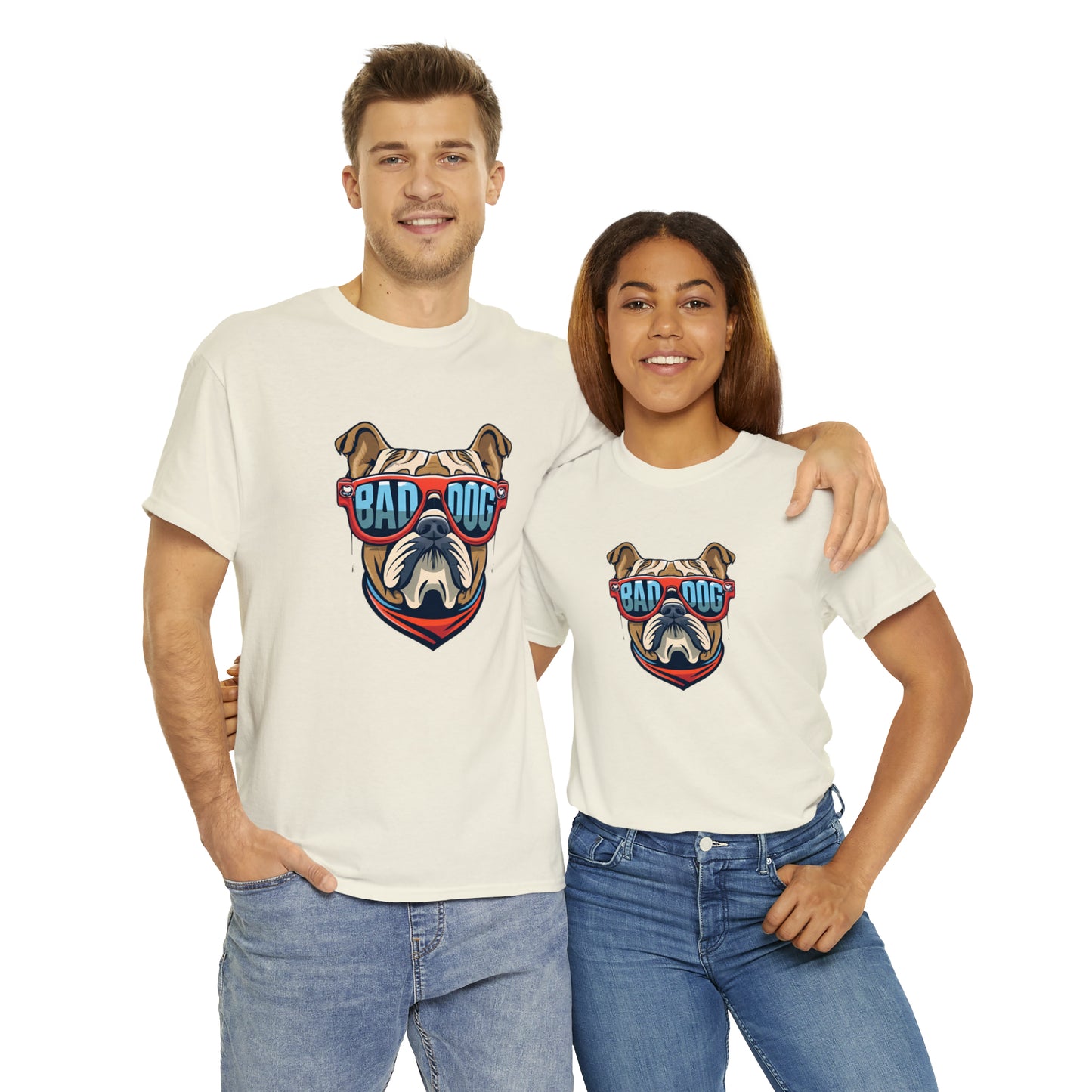 Bad Dog - Funny English Bulldog T Shirt- Unisex Heavy Cotton Tee