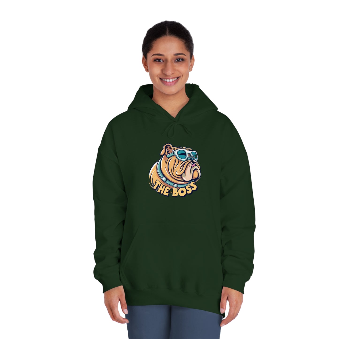 The Boss English Bulldog Unisex DryBlend® Hooded Sweatshirt