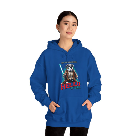 Hello There - Bulldog Jedi - PawWord Clothing Unisex Heavy Blend™ Hooded Sweatshirt