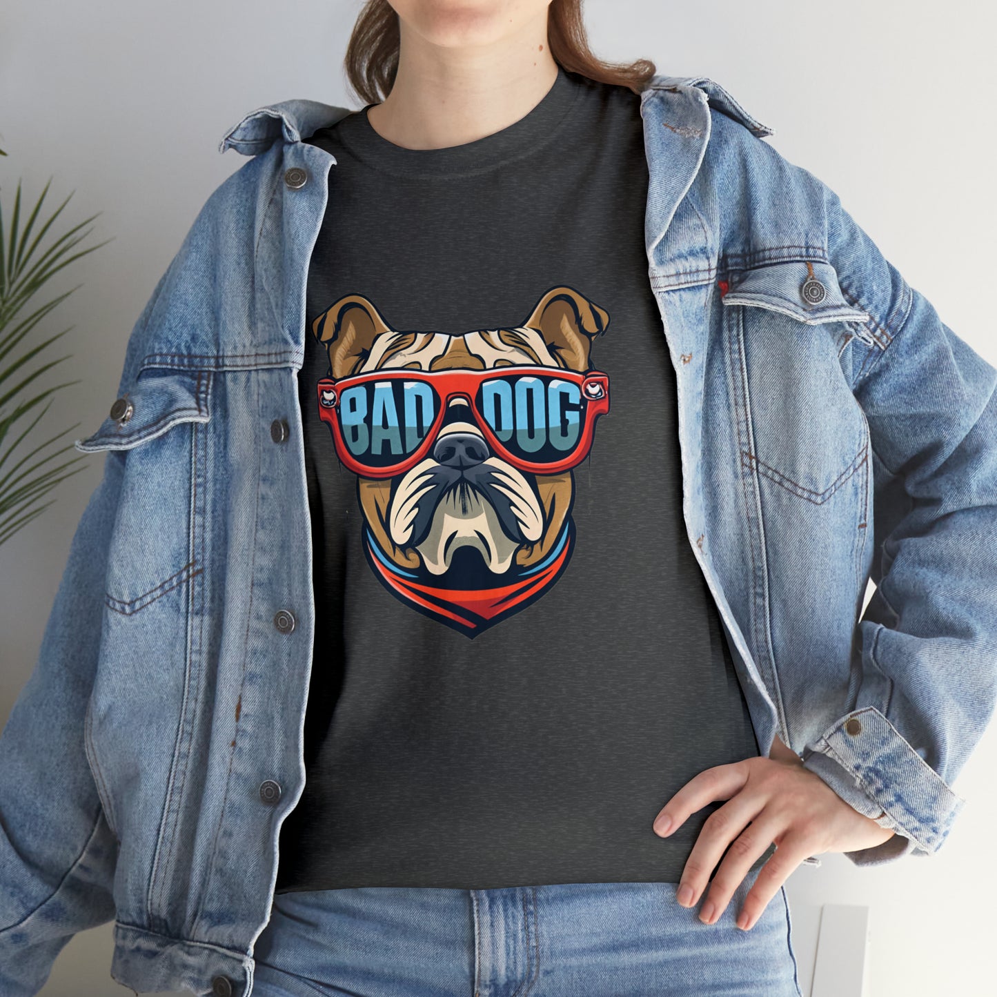 Bad Dog - Funny English Bulldog T Shirt- Unisex Heavy Cotton Tee