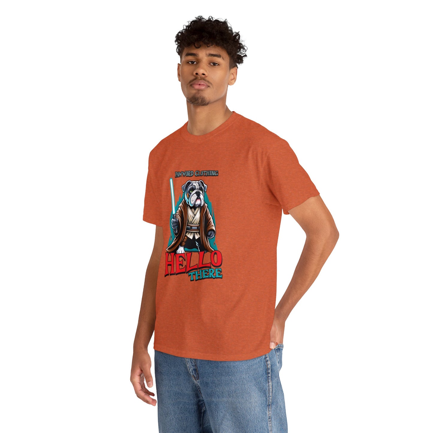 Hello There - Bulldog Jedi - PawWord Clothing - Unisex Heavy Cotton Tee