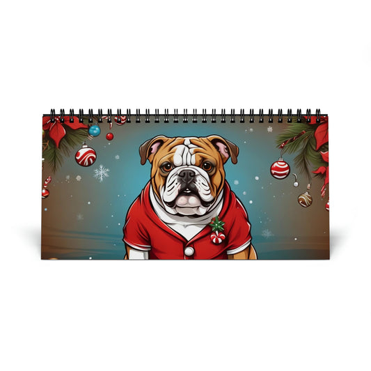 Fat Russell - English Bulldog - Simplex Desk Calendar (2024 grid)