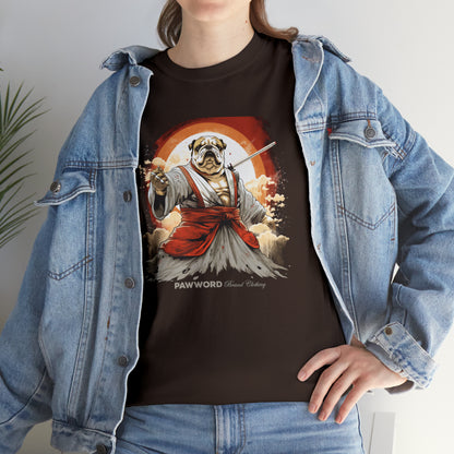 Samurai Bulldog Anime Inspired T Shirt - Unisex Heavy Cotton Tee