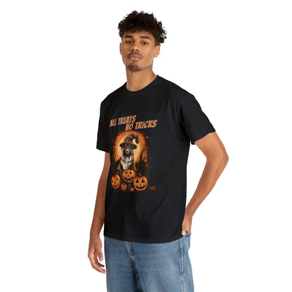 Collie - Halloween T Shirt - All Treats No Tricks - Unisex Heavy Cotton Tee