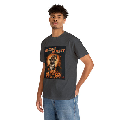 Collie - Halloween T Shirt - All Treats No Tricks - Unisex Heavy Cotton Tee