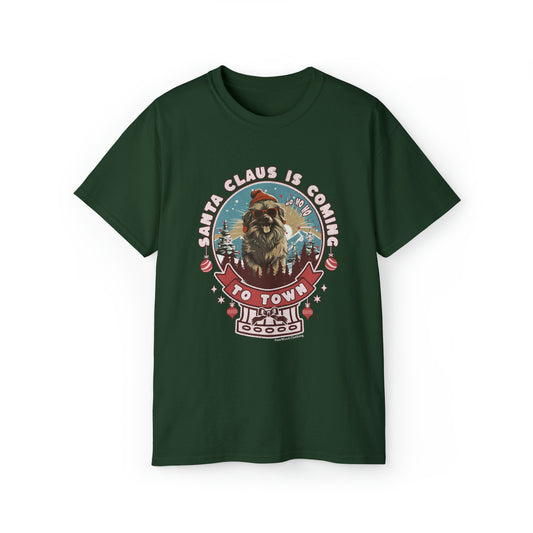 Keeshond, Christmas T shirt, Santa Claus is Coming to Town, Keeshond Lovers, - Unisex T Shirt
