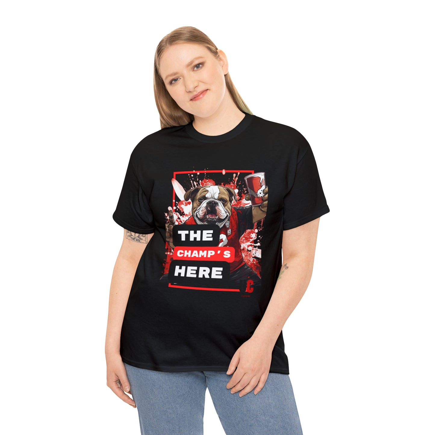 Georgia Bulldog - Champ's Here - Unconditional Clothing Brand - Graffiti T shirt Unisex Heavy Cotton Tee